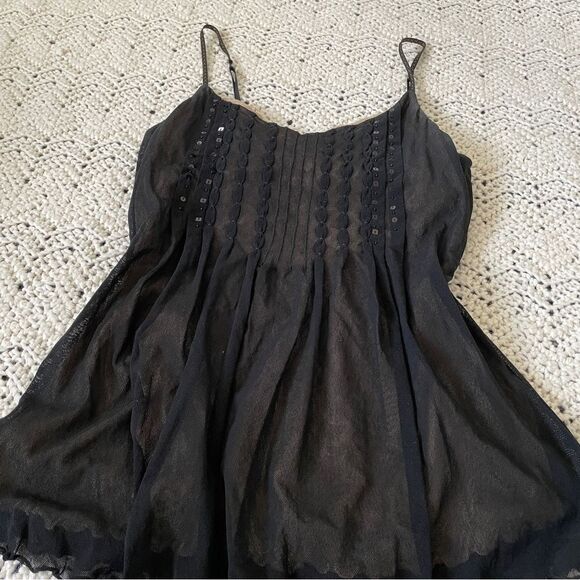 The Limited Mesh Sequin Y2K Babydoll Cami Tank Top Black small whimsygoth fairy - Picture 7 of 7